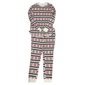 Stars Above Women's 2 Piece Thermal pajama set Grey Red Snowflakes Xmas